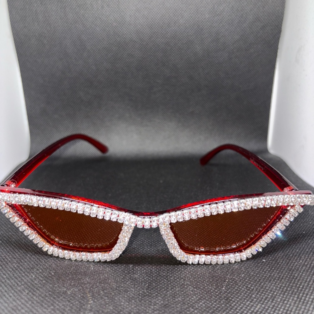 Red Rhinestone Cat-Eye Sunglasses